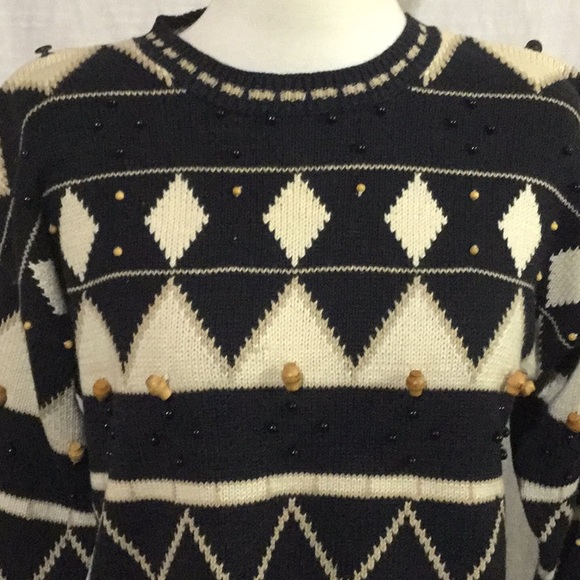 CHAUS Cotton Blend Sweater w/ Wooden Beads - Picture 2 of 5